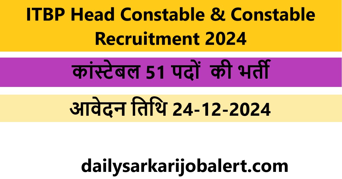 ITBP Head Constable & Constable Recruitment 2024